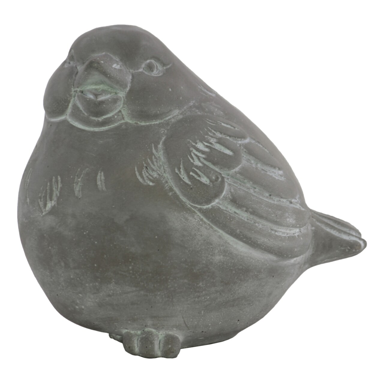 Urban Trends Collection Cement Siting Bird Figurine with Beak Open Concrete Finish Gray
